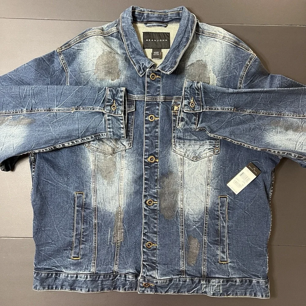 Sean John Jean Jacket Men's 3XL Medium Wash NWT‎ Y2K Designer Hiphop Retail $119